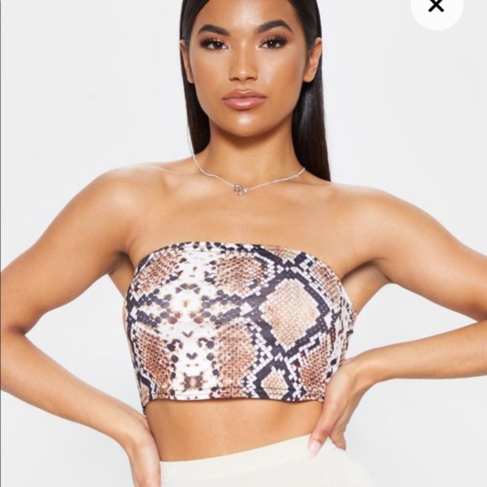 Pretty Little Thing Snakeskin Tube Top Bandeau